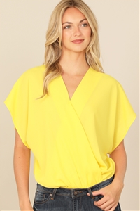 S12-12-2-B3366-YELLOW WRAP FRONT DOLMAN SHORT SLEEVE BODYSUIT 2-2-2