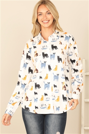 S13-12-4-T40120-OFF-WHITE COLLARED LONG SLEEVE CAT PRINT TOP 1-1-1