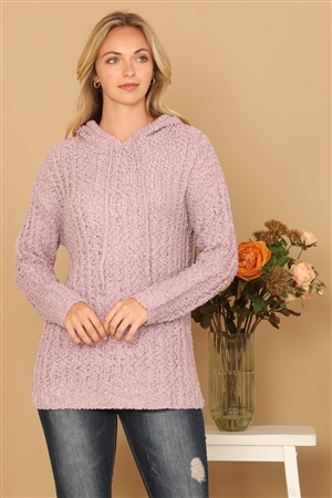 S16-3-2-S7127-LILAC RIBBED POPCORN KNIT TUNIC HOODIE SWEATER 3-3