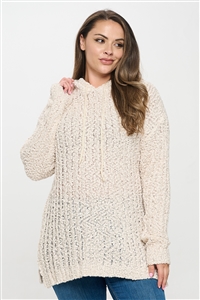 S10-6-1-S7127X-CREAM PLUS SIZE RIBBED POPCORN KNIT TUNIC HOODIE SWEATER 3-3