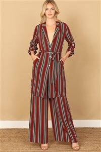 S11-6-2-SET50134-70072-BURGUNDY COMBO STRIPE JACKET PANTS 2-2-2