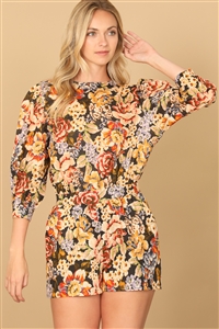 S11-7-4-R71-BLACK FLORAL OPEN BACK DEEP ROMPER 0-2-1