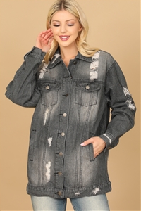 S16-3-1-J12538-BLACK DENIM RIPPED JACKET 2-2-2