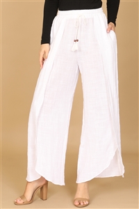 S13-5-1-P05261-WHITE LINEN TASSEL TIE TULIP PANTS 2-2-1