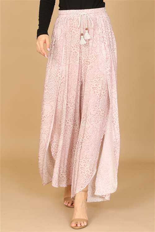 S11-8-4-P05192-BLUSH SNAKE LEOPARD TASSEL TIE TULIP PANTS 2-2-1