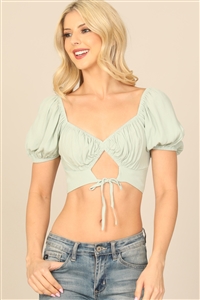 S15-3-4-T00947-SAGE PUFF SLEEVE TIE BRALETTE SOLID TOP 2-2-1