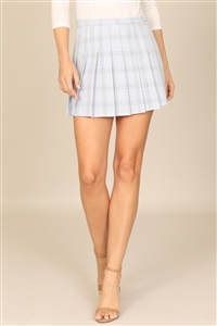 S16-3-4-S00914-BLUE PLAID PLEATED SKIRT 2-2-1