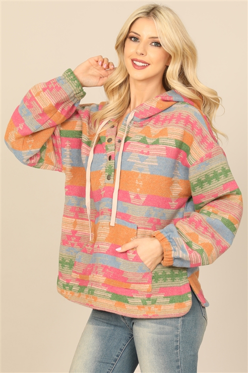 S6-1-2-H11263-PINK MIX DRAWSTRING PRINTED HOODIE 1-2-2