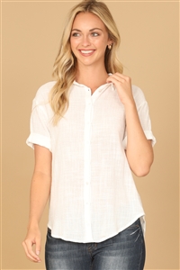 S9-8-4-T0077-OFF-WHITE SHORT SLEEVE COLLARED LINEN BUTTON DOWN TOP 2-2-1