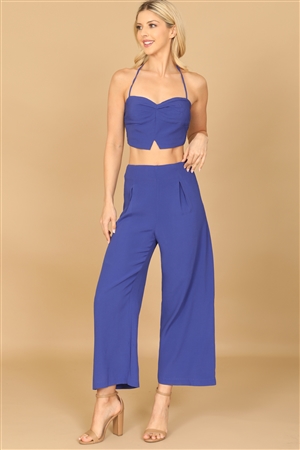 S7-8-4-SET02255-256-ROYAL SPAGHETTI STRAP SOLID CROP TOP & PANTS SET 2-2-1