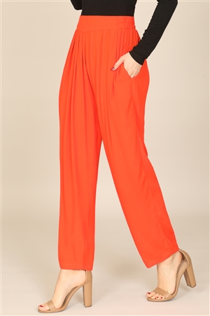 S16-3-4-P01115-ORANGE PLEATED SIDE POCKET ANKLE TROUSER PANTS 1-2-1