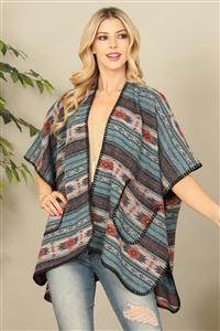 S2-4-1-CP1604ONECOLOR - AZTEC PATTERN WITH POCKET KIMONO/1PC