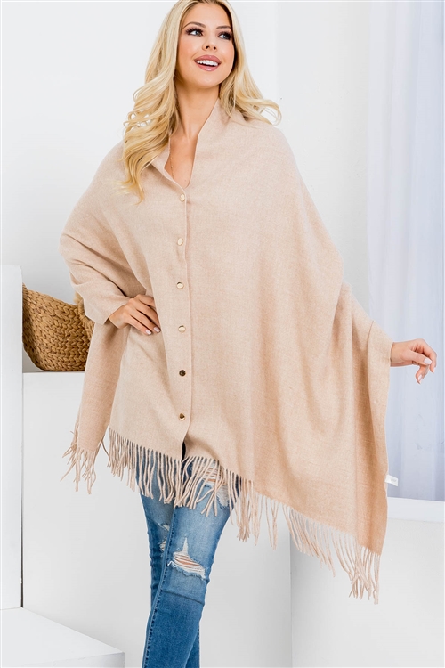 S24-7-1-CP1635BEI - SOFT FEEL CAPE AND MULTI-USE SCARF - BEIGE/6PCS