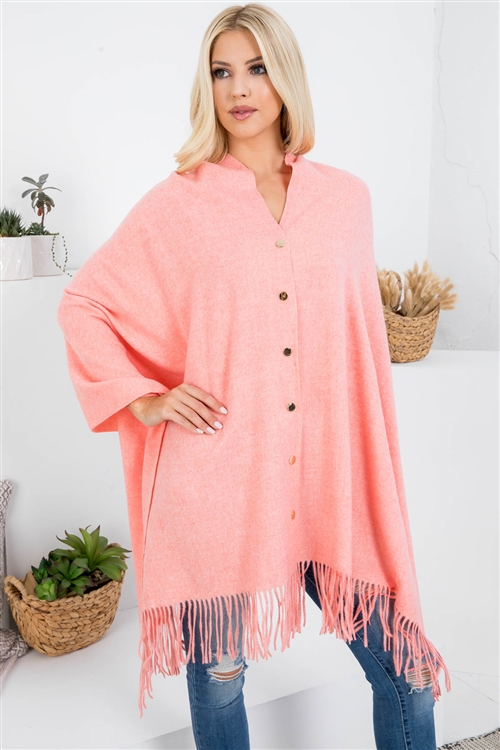 S21-4-4-CP1635PIN - SOFT FEEL CAPE AND MULTI-USE SCARF - PINK/6PCS