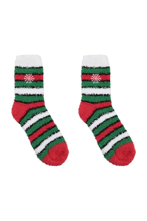 S25-3-3-CSA301MIX - CHRISTMAS HOLIDAY PLUSH ASSORTED SOCKS ( 4 DESIGN 3 PAIRS EACH ) -MULTICOLOR/12PCS