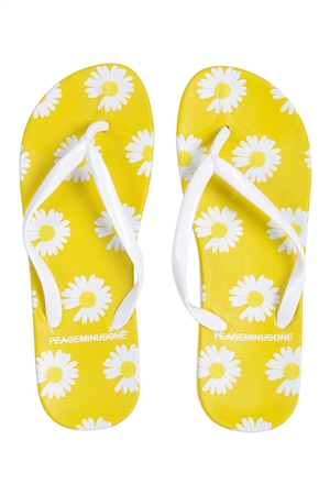 S20-6-1-CSL1514YLW - SOLID COLOR & DAISY SUMMER FLIP FLOPS-YELLOW/6PCS (NOW $3.75 ONLY!)