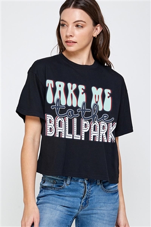 PO-CTS-E0222B-B - TAKE ME TO THE BALLPARTK OVERSIZED GRAPHIC RELAXED CROP TOP- BLACK-2-2-2
