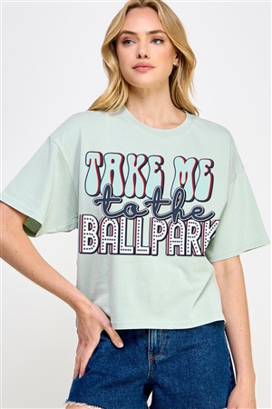 PO-CTS-E0222B-DUST - TAKE ME TO THE BALLPARTK OVERSIZED GRAPHIC RELAXED CROP TOP- DUST MINT-2-2-2