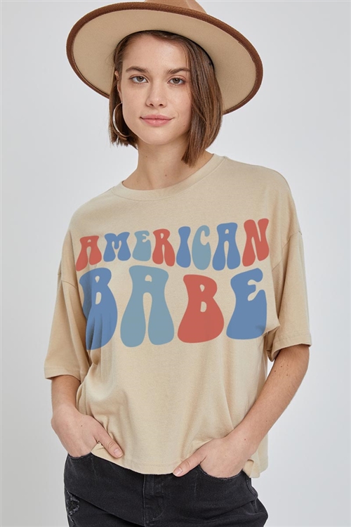 PO-CTS-E0483B-KHA - AMERICAN BABE OVERSIZED GRAPHIC RELAXED CROP TOP- KHAKI-2-2-2