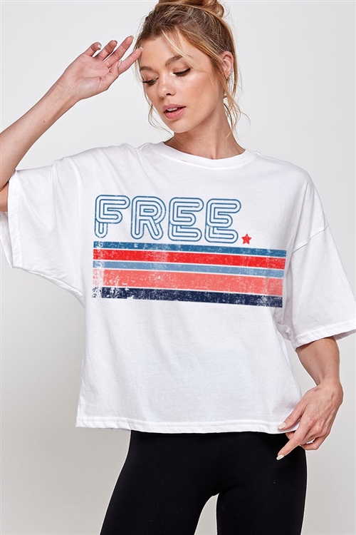 PO-CTS-E1480B-W - FREE AMERICA FLAG OVERSIZED GRAPHIC RELAXED CROP TOP- WHITE-2-2-2