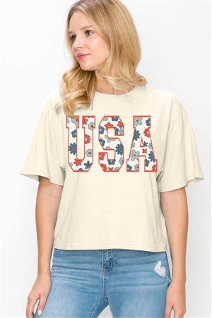 PO-CTS-E2274-IV - USA 4TH OF JULY AMERICA PATRIOTIC GRAPHIC RELAXED CROP TOP- IVORY-2-2-2