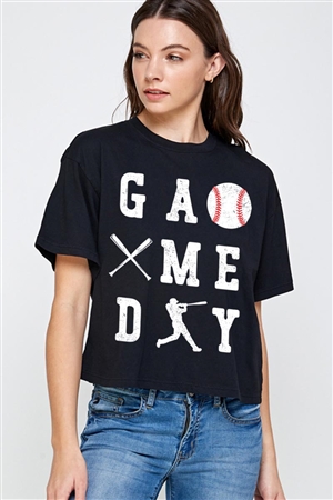 PO-CTS-E2312-B - GAME DAY BASEBALL OVERSIZED GRAPHIC RELAXED CROP TOP- BLACK-2-2-2