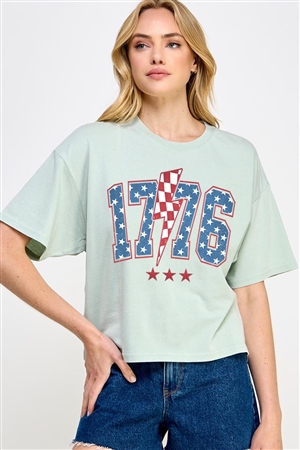 PO-CTS-E2325-DUST - 1776 AMERICA 4TH OF JULY OVERSIZED GRAPHIC RELAXED CROP TOP- DUST MINT-2-2-2