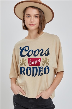 PO-CTS-E2334-KHA - COORS RODEO BANQUET OVERSIZED GRAPHIC RELAXED CROP TOP- KHAKI-2-2-2