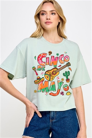 PO-CTS-E2336-DUST - CINCO DE MAYO MEXICO PARTY OVERSIZED GRAPHIC RELAXED CROP TOP- DUST MINT-2-2-2
