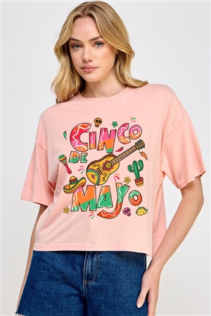 PO-CTS-E2336-PEA - CINCO DE MAYO MEXICO PARTY OVERSIZED GRAPHIC RELAXED CROP TOP- PEACH-2-2-2