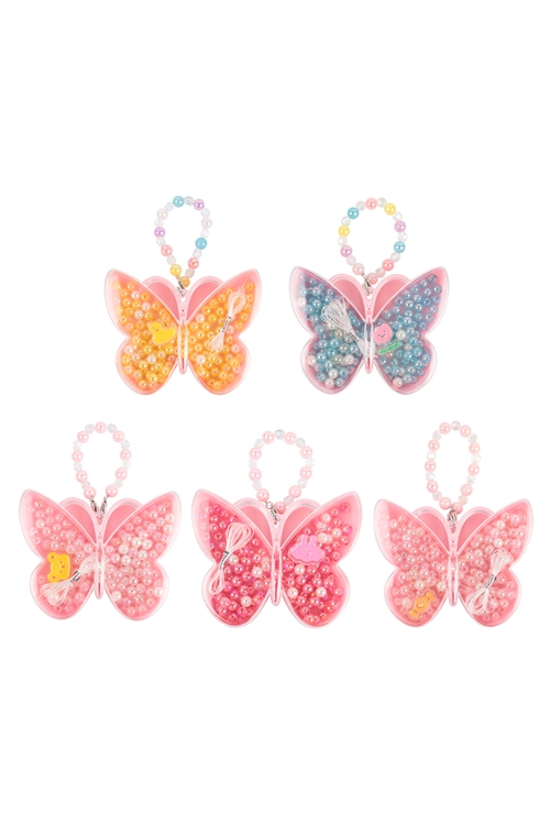 S2-4-2-DIY1008 - DIY BUTTERFLY NECKLACE OR BRACELET PEARL BEADS HANCRAFTED TOY JEWELRY-MULTICOLOR/6PCS