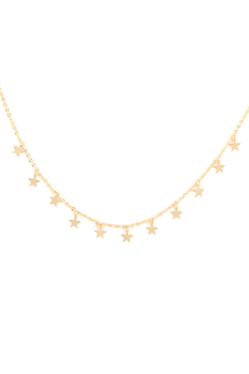 A3-1-4-DN6131G-CR - INLINE STAR DAINTY NECKLACE -GOLD/6PCS