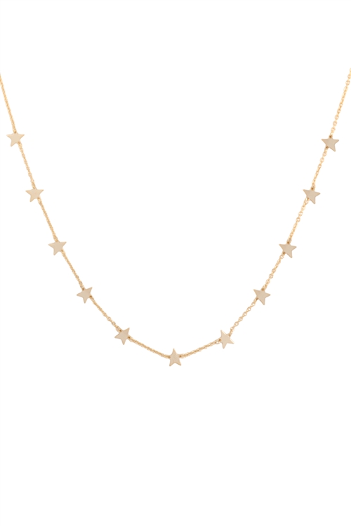 A3-1-4-DN6145G - STAR DAINTY STATIONARY  NECKLACE - GOLD/6PCS