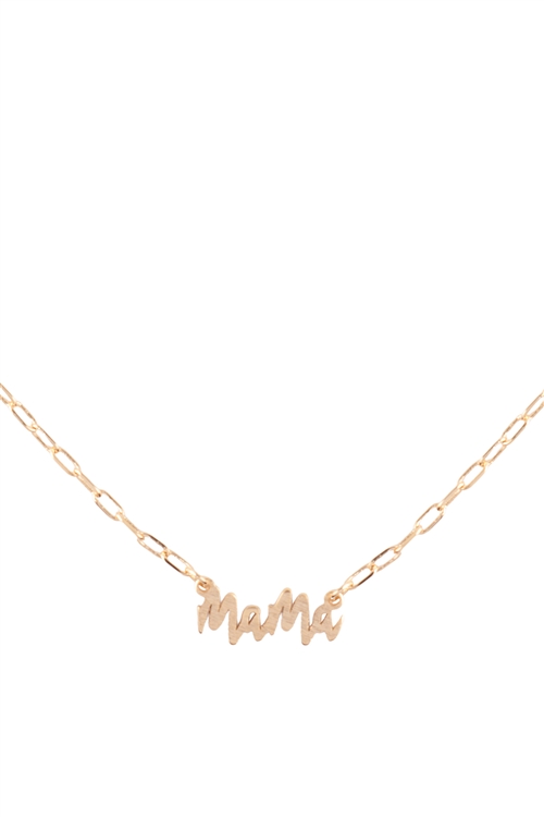A3-2-4-DNB471BG - "MAMA" PERSONALIZE LETTER PENDANT BRASS CHAIN NECKLACE - GOLD/1PC