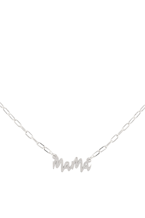 A2-4-4-DNB471BS - "MAMA" PERSONALIZE LETTER PENDANT BRASS CHAIN NECKLACE - SILVER/1PC