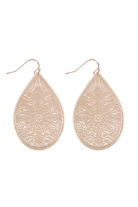 S1-4-3-E1094GD - FILIGREE TEARDROP HOOK EARRINGS-GOLD/1PC