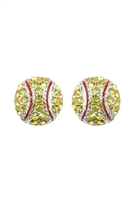 SA3-1-4-E1365CT - FASHION SPORTS RHINESTONE EARRINGS - SOFTBALL/1PC