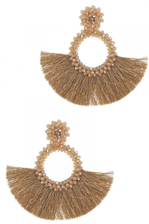 S1-7-2-LBE1705NT NATURAL COLOR BEADED WITH MATCHING TASSEL EARRINGS/3PAIRS