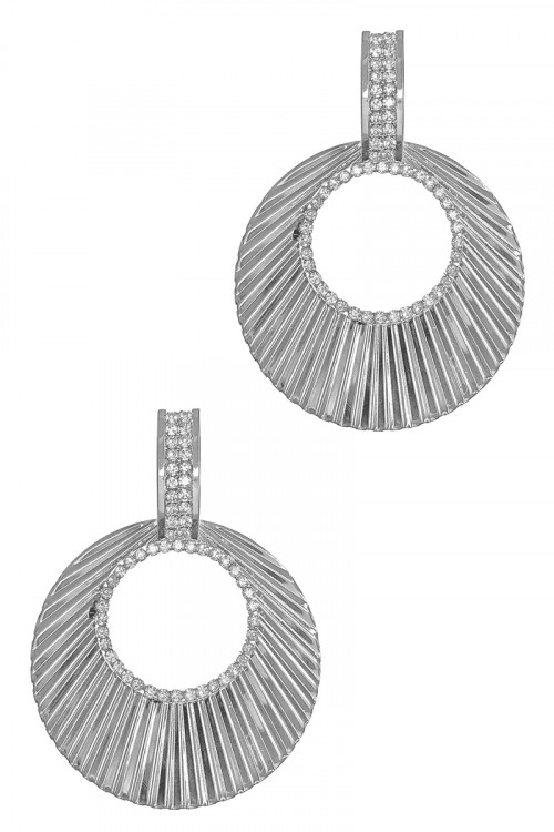 S1-8-3-LBE2174 SHINNY SILVER ROUND WITH RHINESTONES EARRINGS/3PAIRS