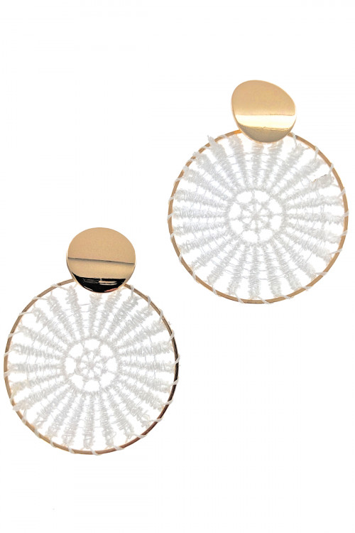 237-D-LBE2182WT WHITE EMBROIDERY FASHION EARRINGS/3PAIRS