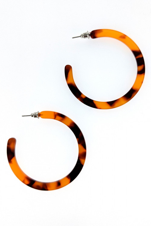 S1-1-5-LBE2187BR-BROWN HOOP RESIN FASHION EARRINGS/6PCS