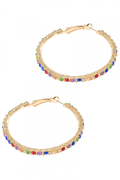 S1-5-3-LBE2192MT GOLD MULTICOLOR RHINESTONE EARRINGS/3PAIRS