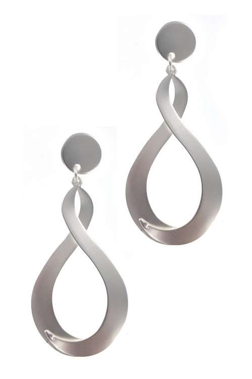 S1-2-1-LBE2193 MATTE SILVER TEAR DROP FASHION EARRINGS/3PAIRS