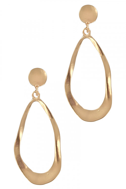 S1-4-3-LBE2194GD GOLD TEARDROP MATTE GOLD FASHION EARRING/3PAIRS