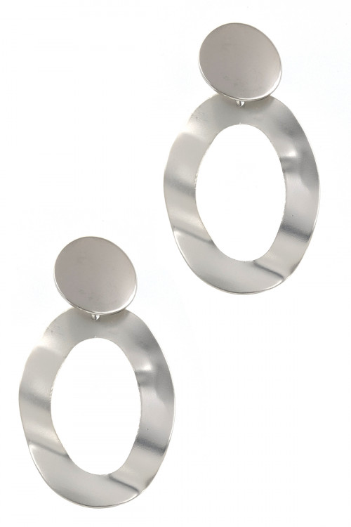 237-C-LBE2195 MATTE SILVER OVAL FASHION EARRINGS/3PAIRS