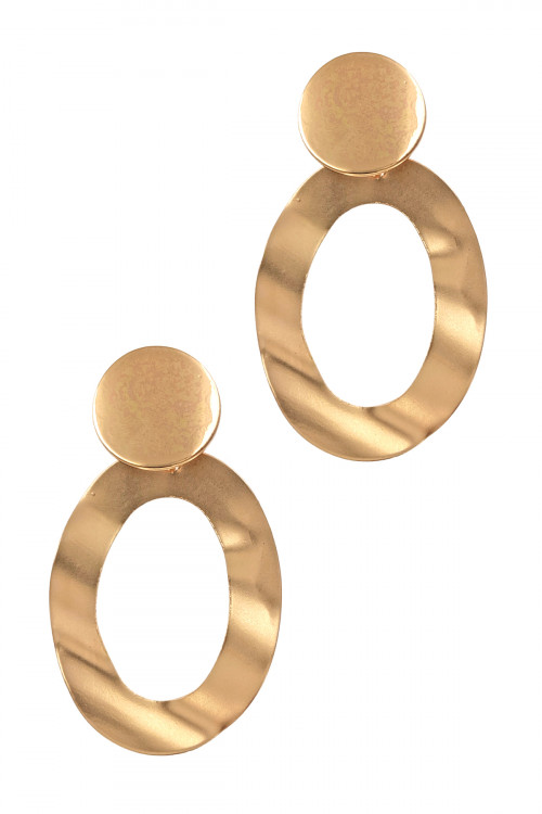 S1-1-3-LBE2195GD MATTE GOLD OVAL FASHION EARRINGS/3PAIRS