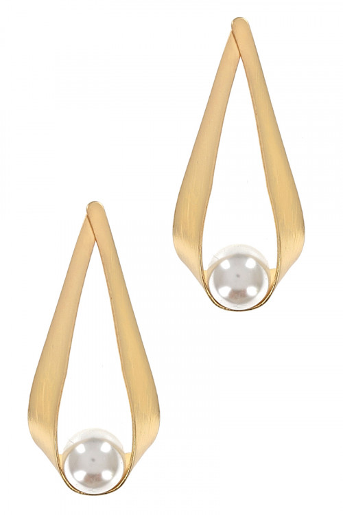 S1-1-5-LBE2198GD GOLD TEARDROP WITH PEARL EARRINGS/3PAIRS