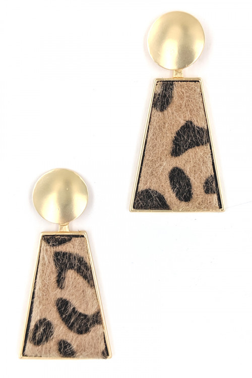 S1-1-3-LBE2202-GOLD LEAPARD PRINT FASHION EARRINGS/3PCS