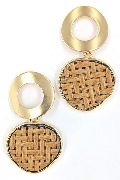 S1-2-2-LBE2204GD GOLD CIRCLE AND BRAIDE FASHION EARRINGS/3PAIRS