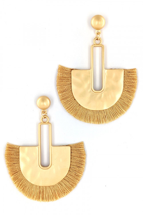 S1-3-3-LBE2278NT NATURAL MATTE GOLD WITH TASSEL EARRINGS/3PAIRS